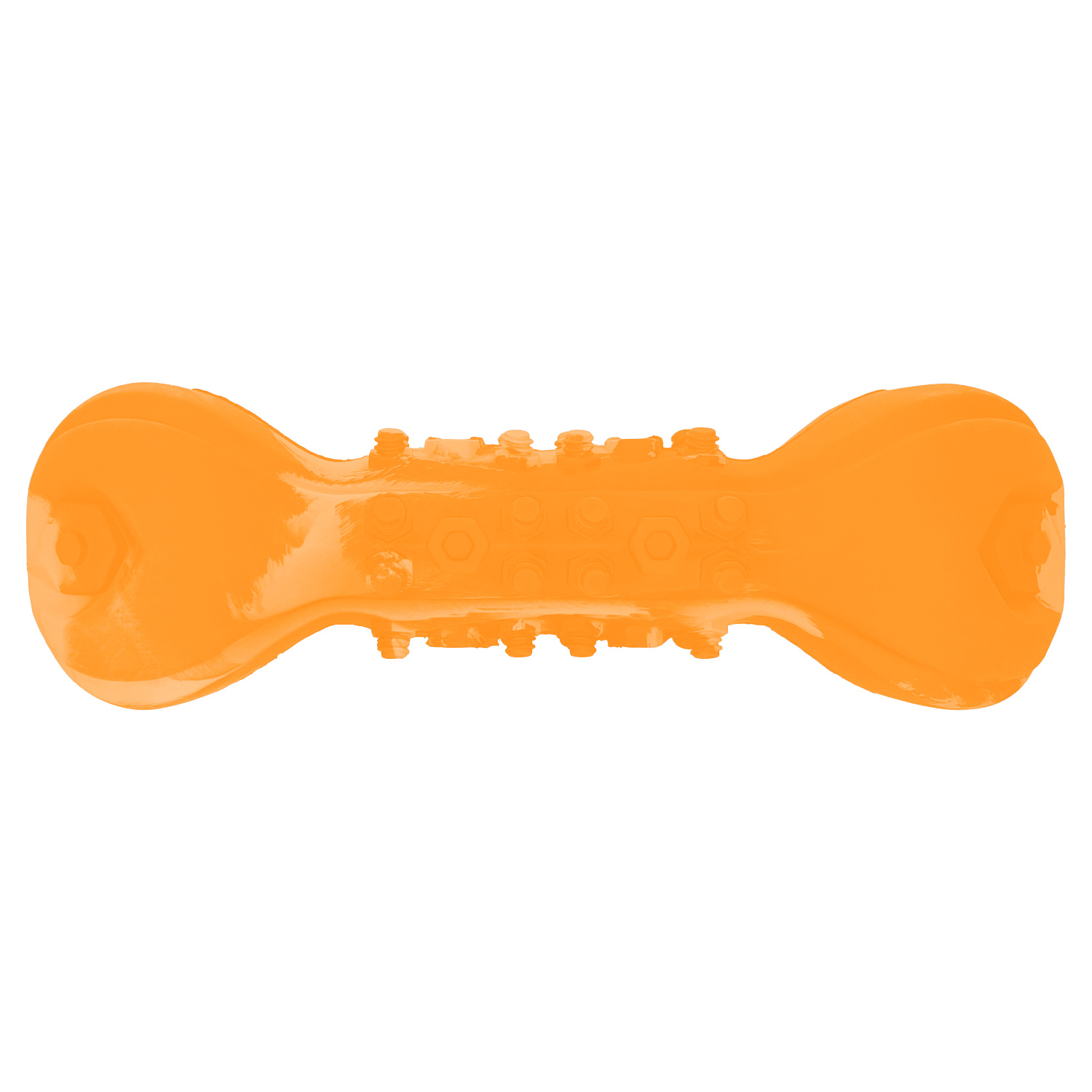 Mr.Kranch Mr.Kranch игрушка Гантель дентальная для собак с ароматом бекона, оранжевая, с пищалкой (22 см)