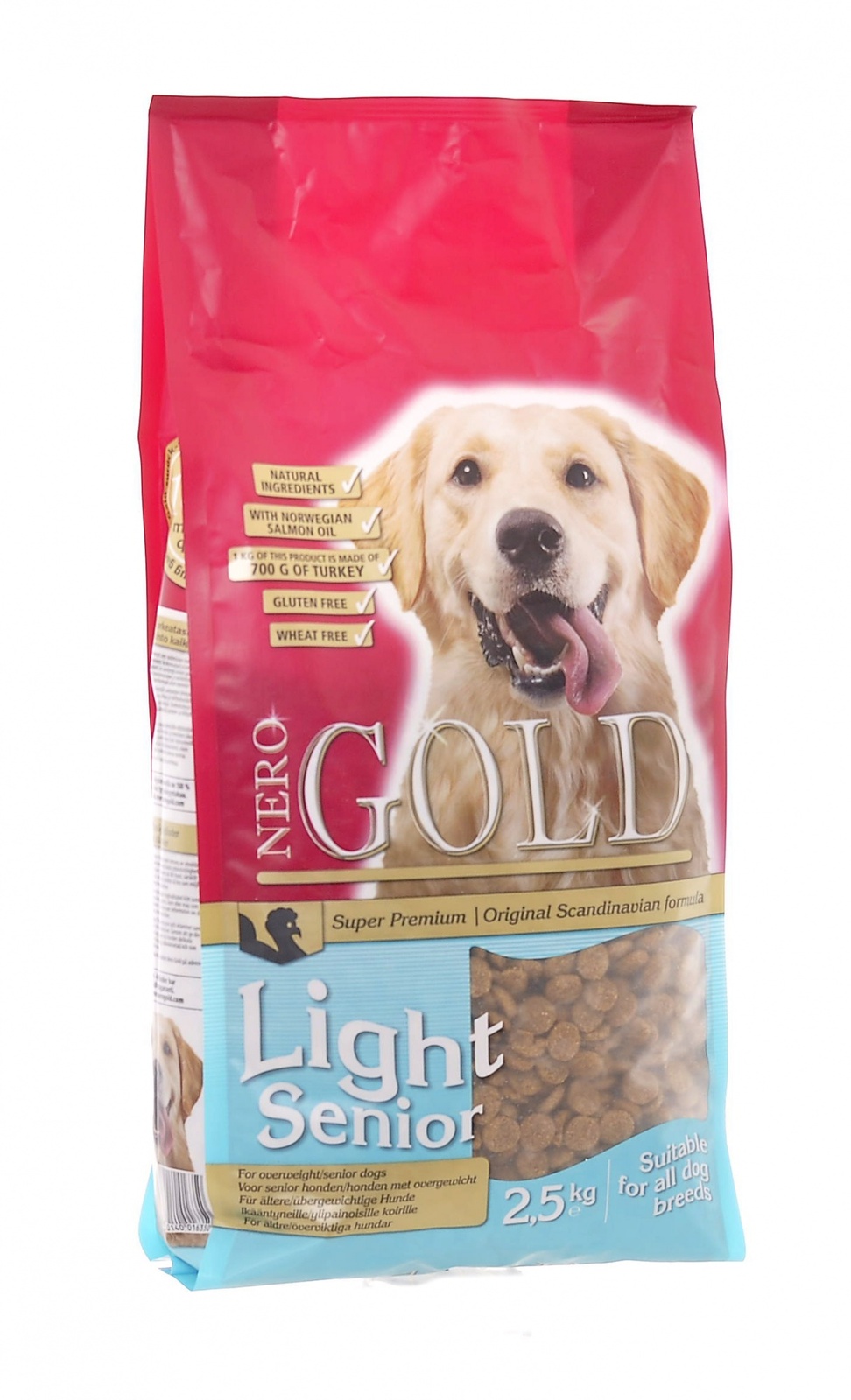 Корм NERO GOLD для пожилых собак, с индейкой и рисом (2,5 кг)