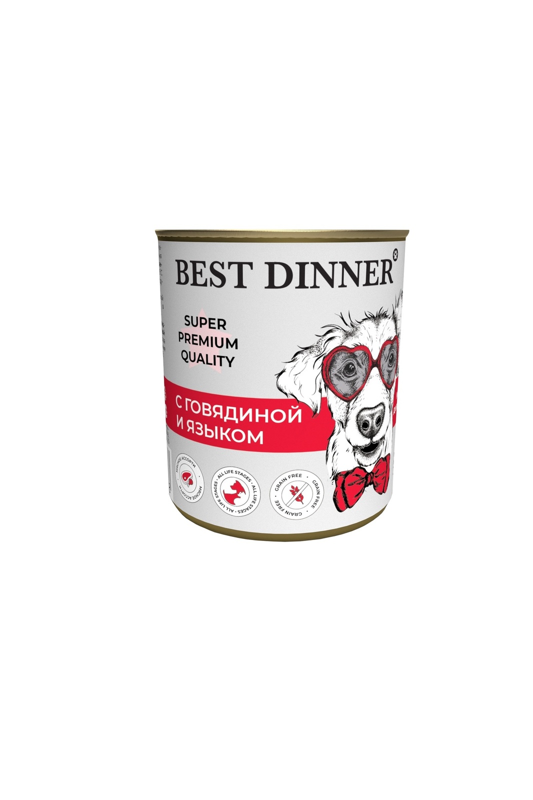 Best Dinner Best Dinner консервы для собак Super Premium С говядиной и языком (340 г) best dinner best dinner консервы premium меню 4 с телятиной и овощами 340 г