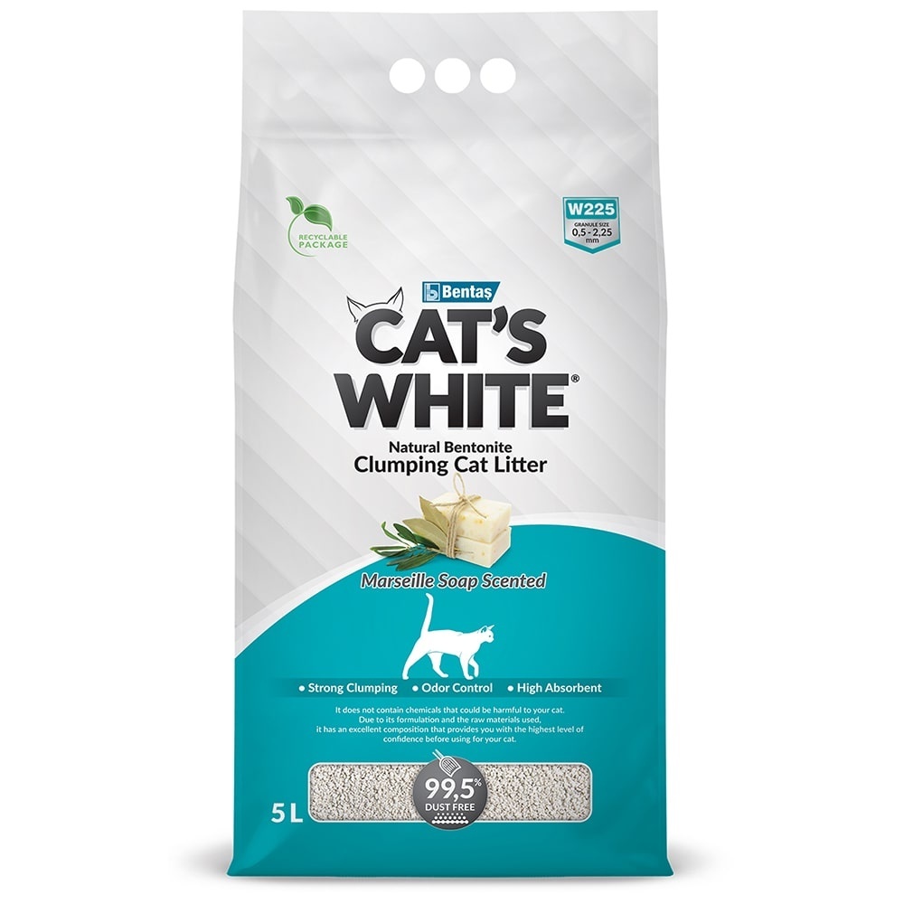 Cat's White Cat's White наполнитель комкующийся с ароматом марсельского мыла для кошачьего туалета (4,25 кг)