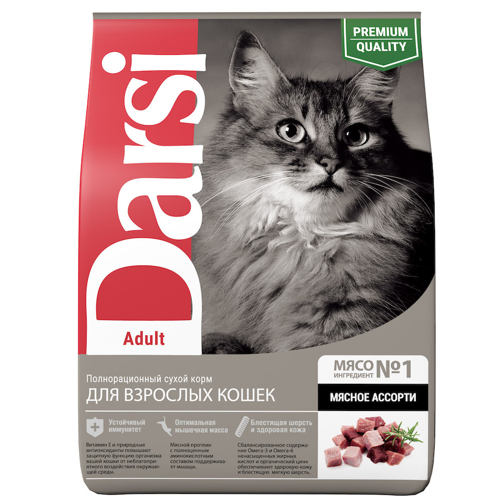 цена Darsi Darsi сухой корм для кошек, мясное ассорти (0,3 кг)