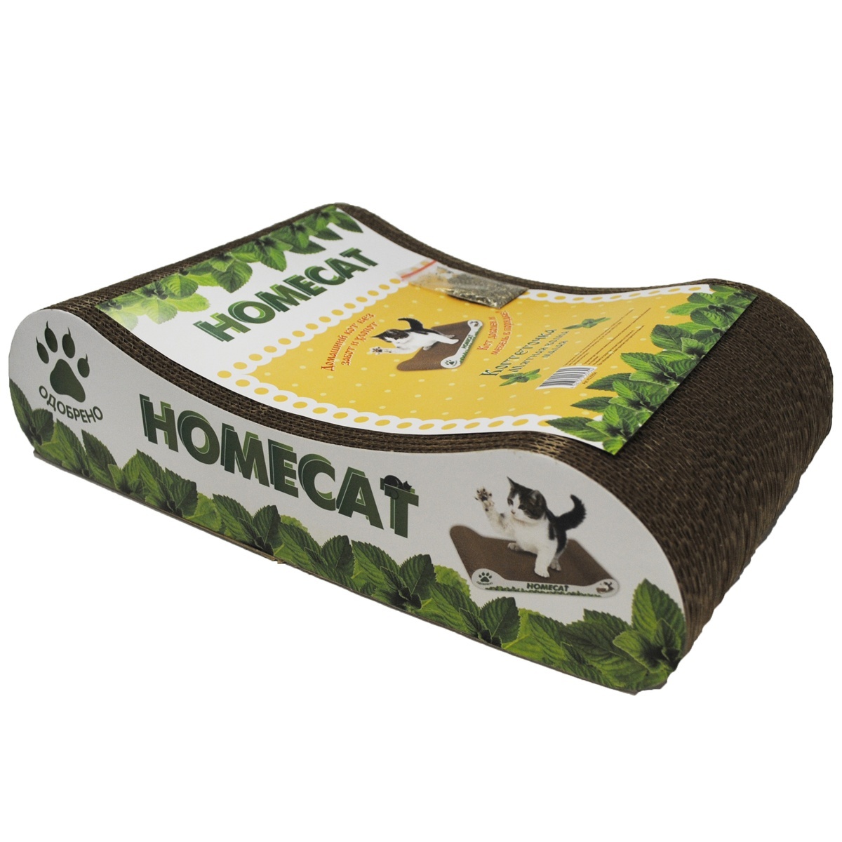 Homecat Homecat когтеточкаМятная волна, гофрокартон, 41х24х10 см (500 г) homecat homecat когтеточка мятная волна гофрокартон 38 12 9 см 500 г