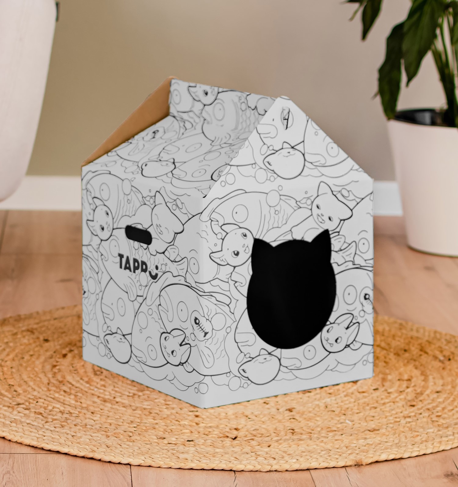 Tappi когтеточки Tappi когтеточки картонный домик для животных Бакэнэко (360 г) часы и домик