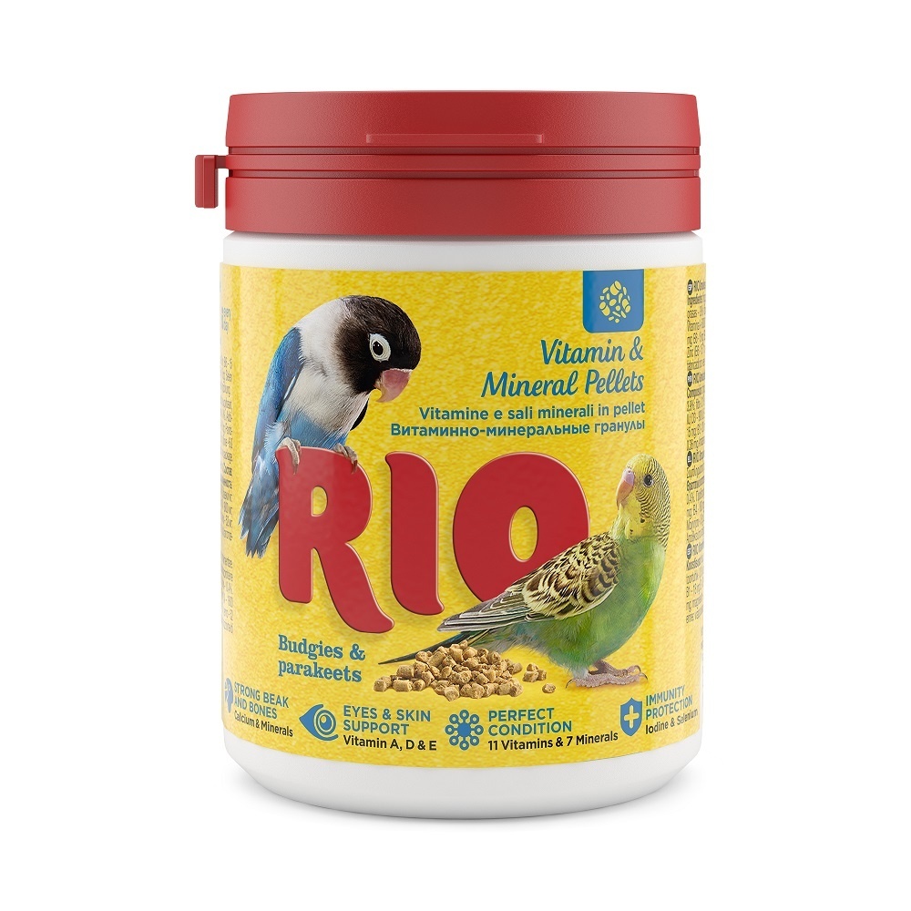 цена Рио Рио витаминно-минеральные гранулы для волнистых и средних попугаев (120 г)