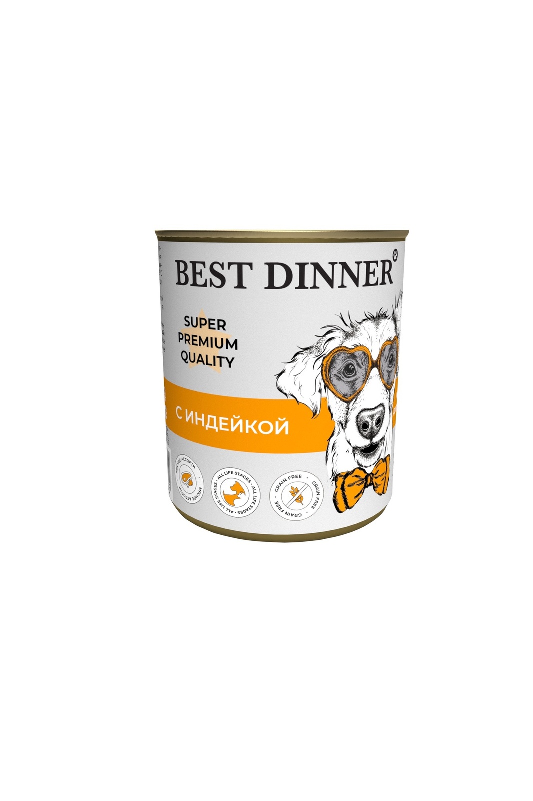 Best Dinner Best Dinner консервы для собак Super Premium С индейкой (340 г) best dinner best dinner консервы конина паштет для собак с чувствительным пищеварением 340 г