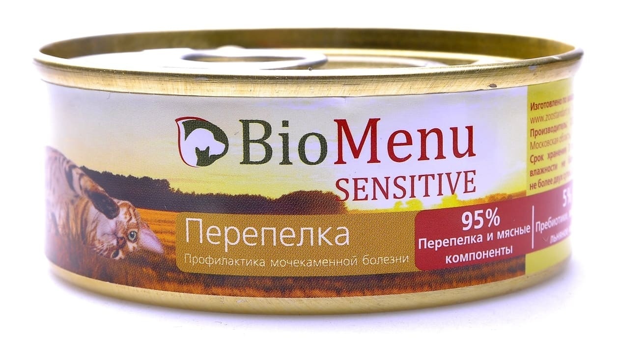 BioMenu BioMenu гипоаллергенный паштет для кошек с перепелкой (100 г) консервы biomenu sensitive для кошек мясной паштет с перепелкой 95% мясо 100 г