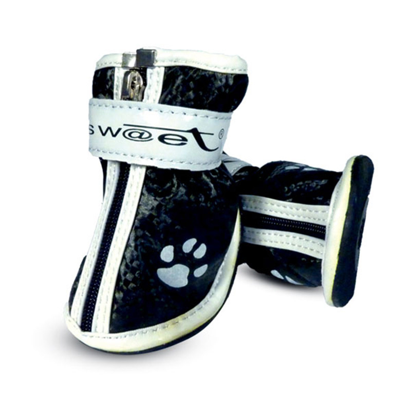 Triol (одежда) Triol (одежда) ботинки для собак, черные с лапками (L) triol одежда triol одежда ботинки для собак черные с молнией l