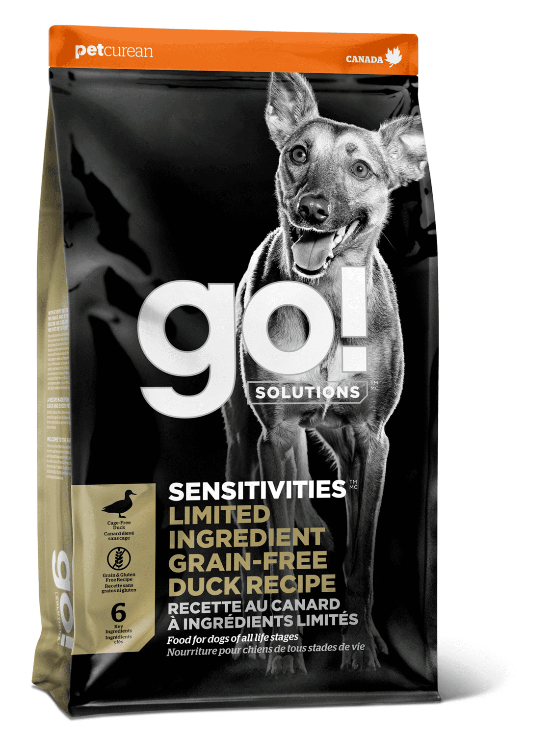 Корм GO! Solutions беззерновой для щенков и собак, со свежей уткой для чувствительного пищеварения (5,44 кг)