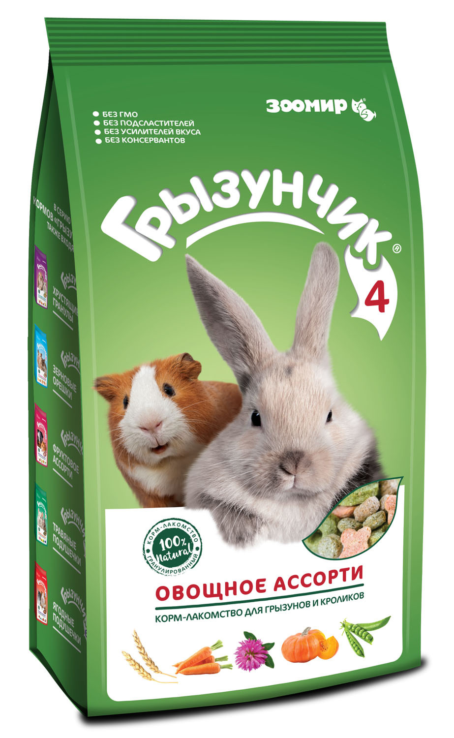 ЗООМИР ЗООМИР корм-лакомство для грызунов и кроликов Грызунчик 4 Овощное ассорти (2 кг)