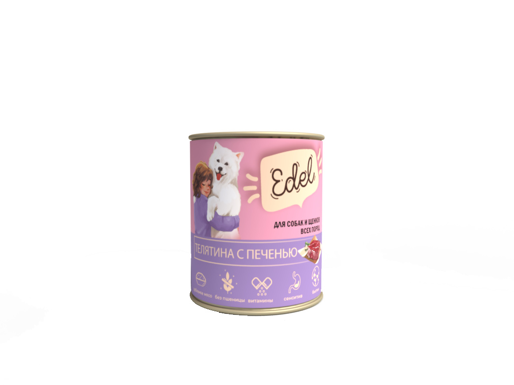 Edel Edel консервированный корм Телятина с печенью для собак и щенков (850 г)