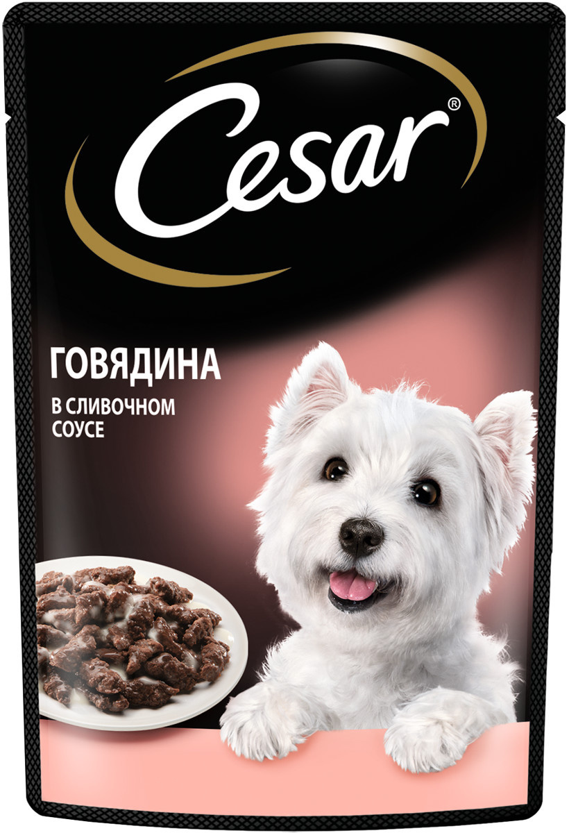 Cesar Cesar влажный корм для взрослых собак, с говядиной в сливочном соусе (85 г) cesar cesar влажный корм для взрослых собак с курицей и зелеными овощами в соусе 85 г