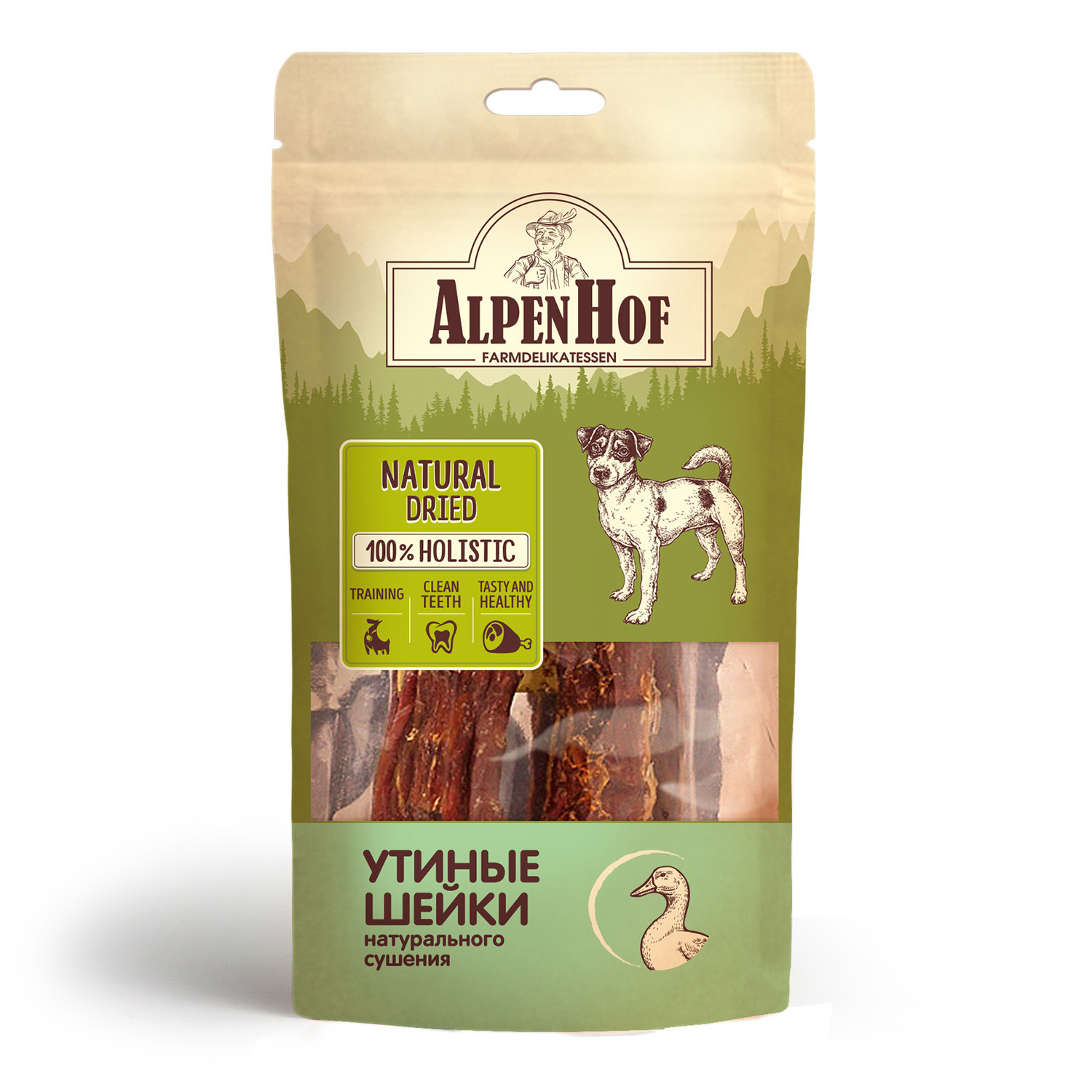 цена AlpenHof AlpenHof лакомство Утиные шейки для собак (64 г)