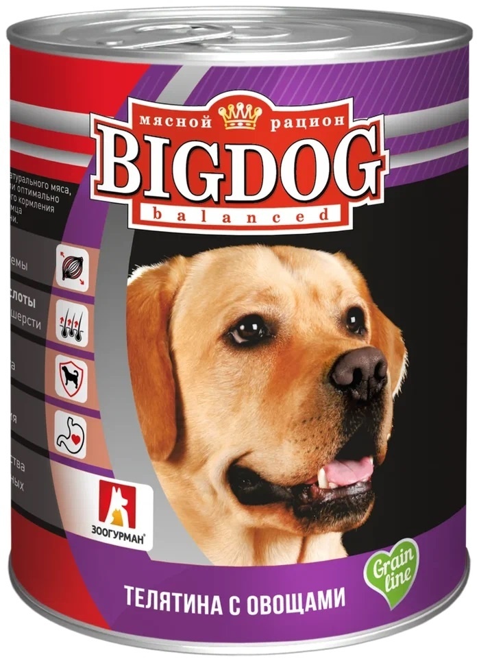 Зоогурман Зоогурман консервы для собак «БигДог»,телятина с овощами (850 г) зоогурман консервы для собак бигдог ягненок с рисом 0 85 кг 56477 2 шт