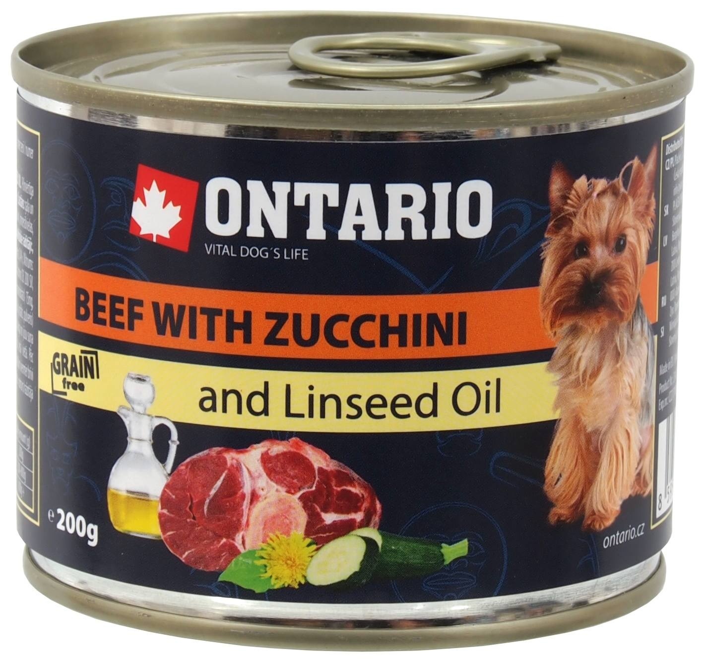 Ontario консервы для собак: говядина и цуккини (200 г)