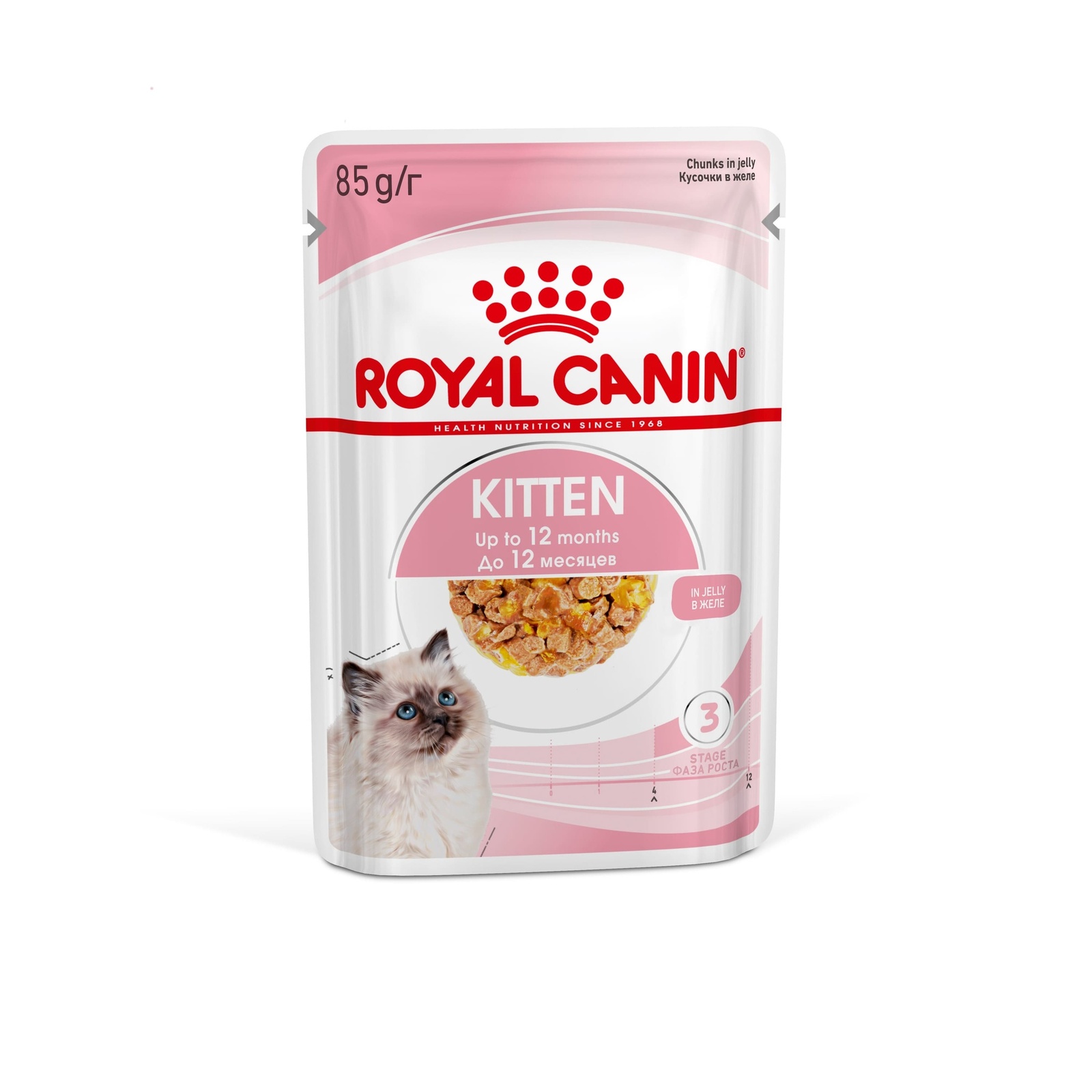 цена Royal Canin паучи Royal Canin паучи кусочки в желе для котят: 4-12 месяцев (85 г)