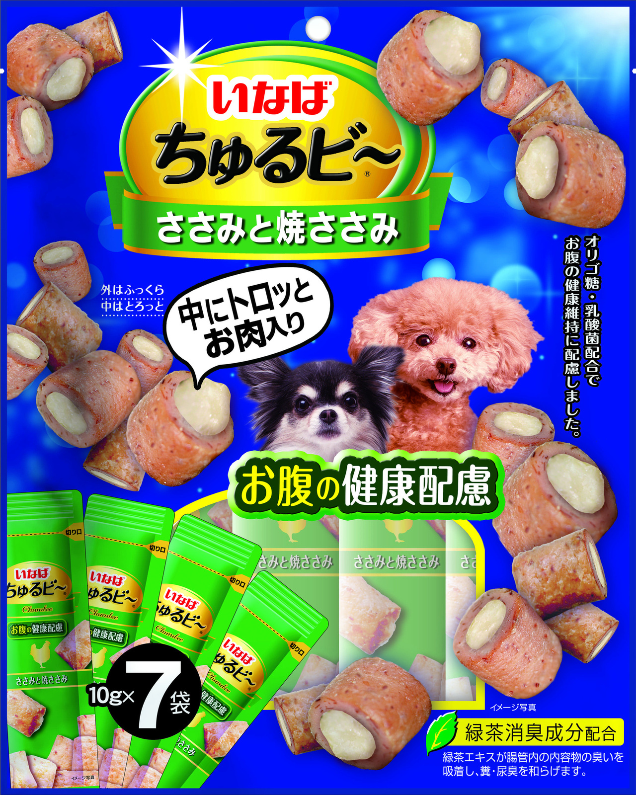 Inaba чуру Би Запеченные трубочки с нежной начинкой для собак Куриное филе для здоровья ЖКТ (70 г)