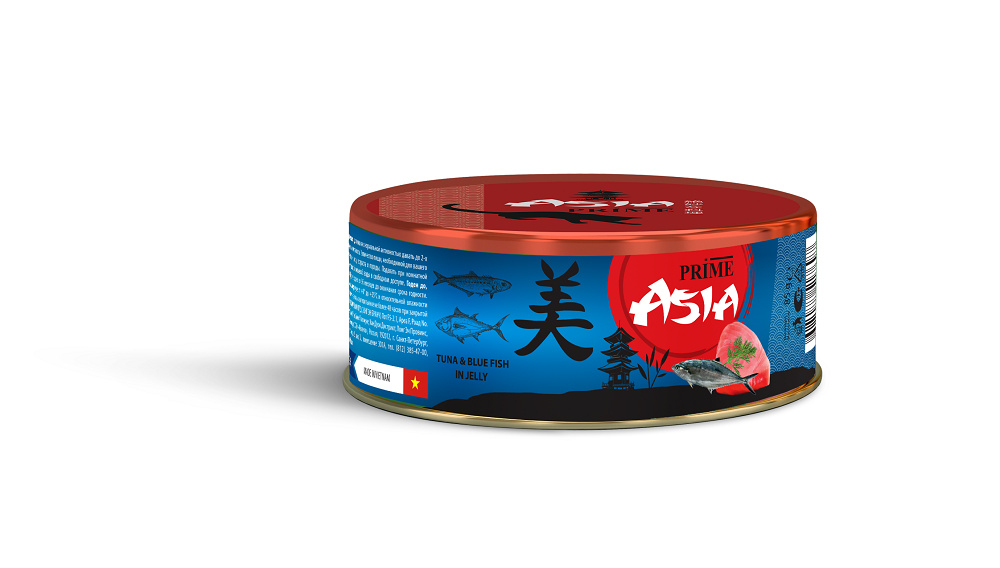 Prime Asia Prime Asia консервы для кошек Тунец с голубой рыбой в желе (1 шт)