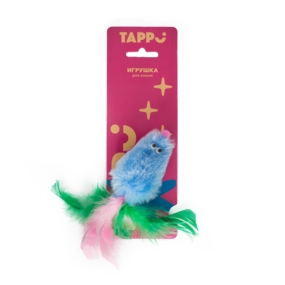 Tappi Tappi игрушка для кошек Меховая мышка с кошачьей мятой с хвостом из перьев (15 г)