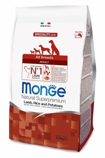Корм Monge сухой корм для собак всех пород: ягненок с рисом и картофелем (2,5 кг) 