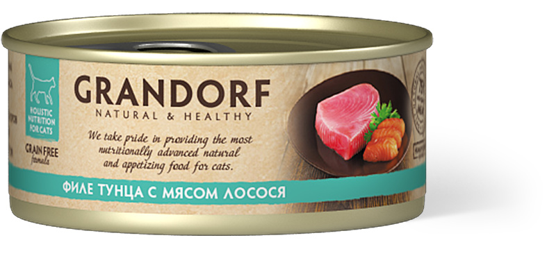 Grandorf Grandorf консервы для кошек: филе тунца с лососем (70 г)