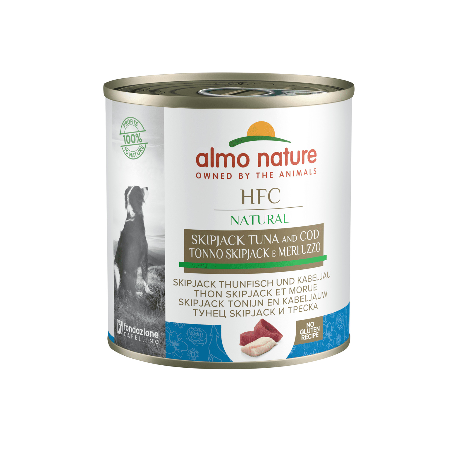 Almo Nature консервы для собак, с полосатым тунцом и треской (290 г)