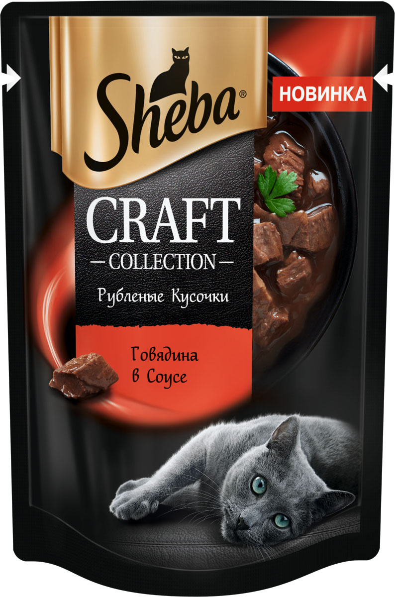 цена Sheba Sheba влажный корм для кошек CRAFT COLLECTION «Рубленые кусочки. Говядина в соусе» (75 г)