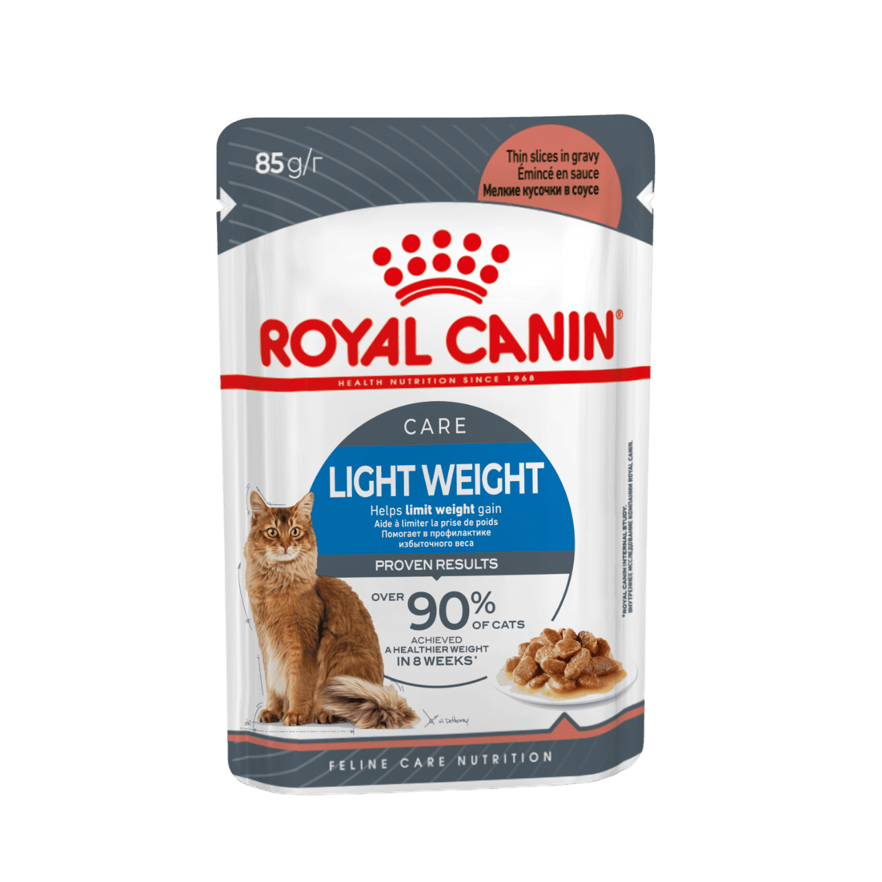 Royal Canin паучи для взрослых кошек для профилактики избыточного веса, мелкие кусочки в соусе, Light Weight Care (85 г)