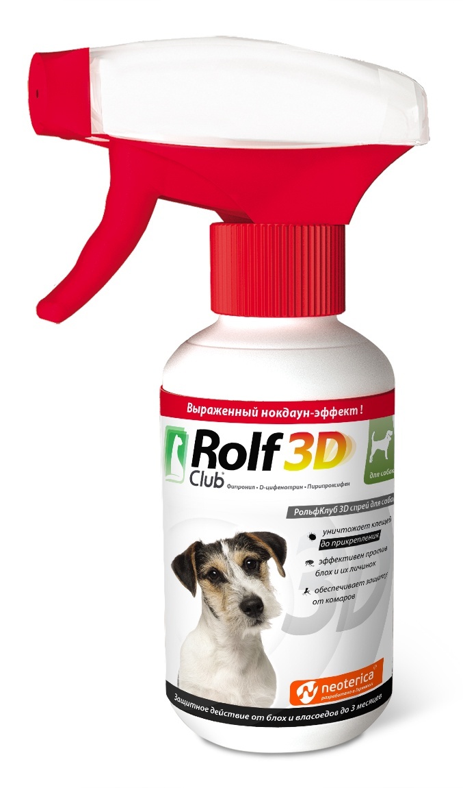 RolfClub 3D RolfClub 3D спрей для собак от клещей, блох, насекомых, 200 мл (210 г)