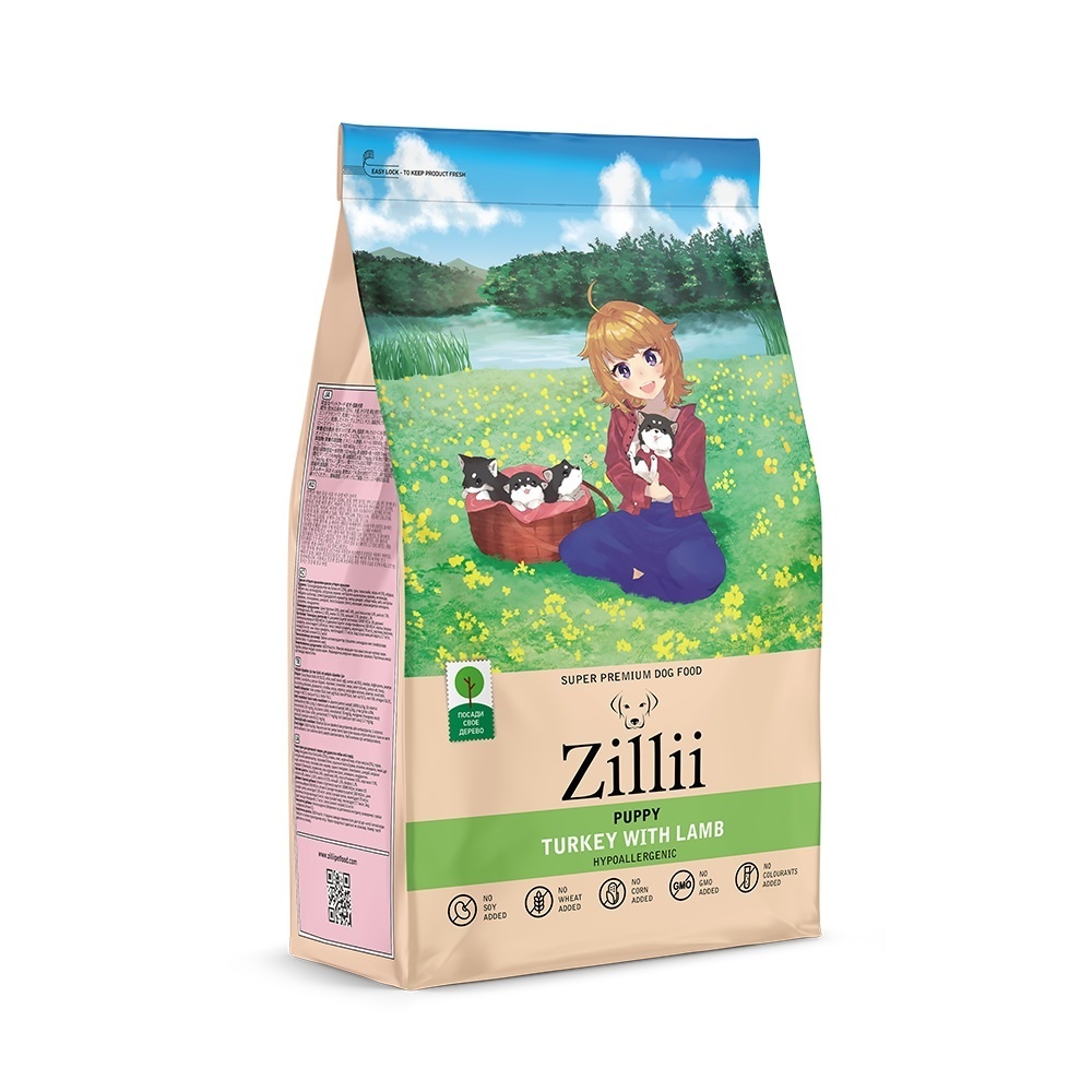 цена Zillii Zillii сухой корм для щенков Индейка с ягнёнком (3 кг)