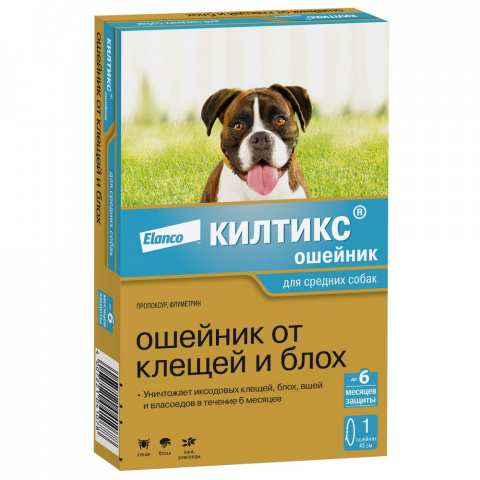 Elanco Elanco ошейник Килтикс для собак средних пород от блох и клещей, 48см (78 г)