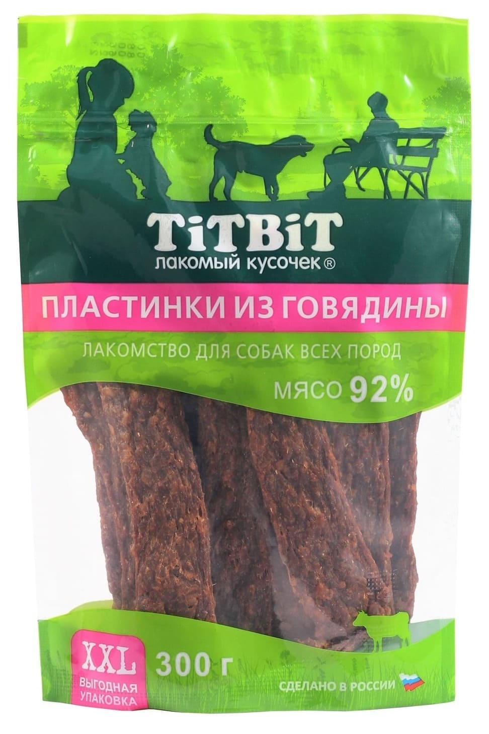 TiTBiT TiTBiT пластинки из говядины для собак всех пород, выгодная упаковка XXL (300 г) лакомство для собак titbit пластинки из говядины 300 г
