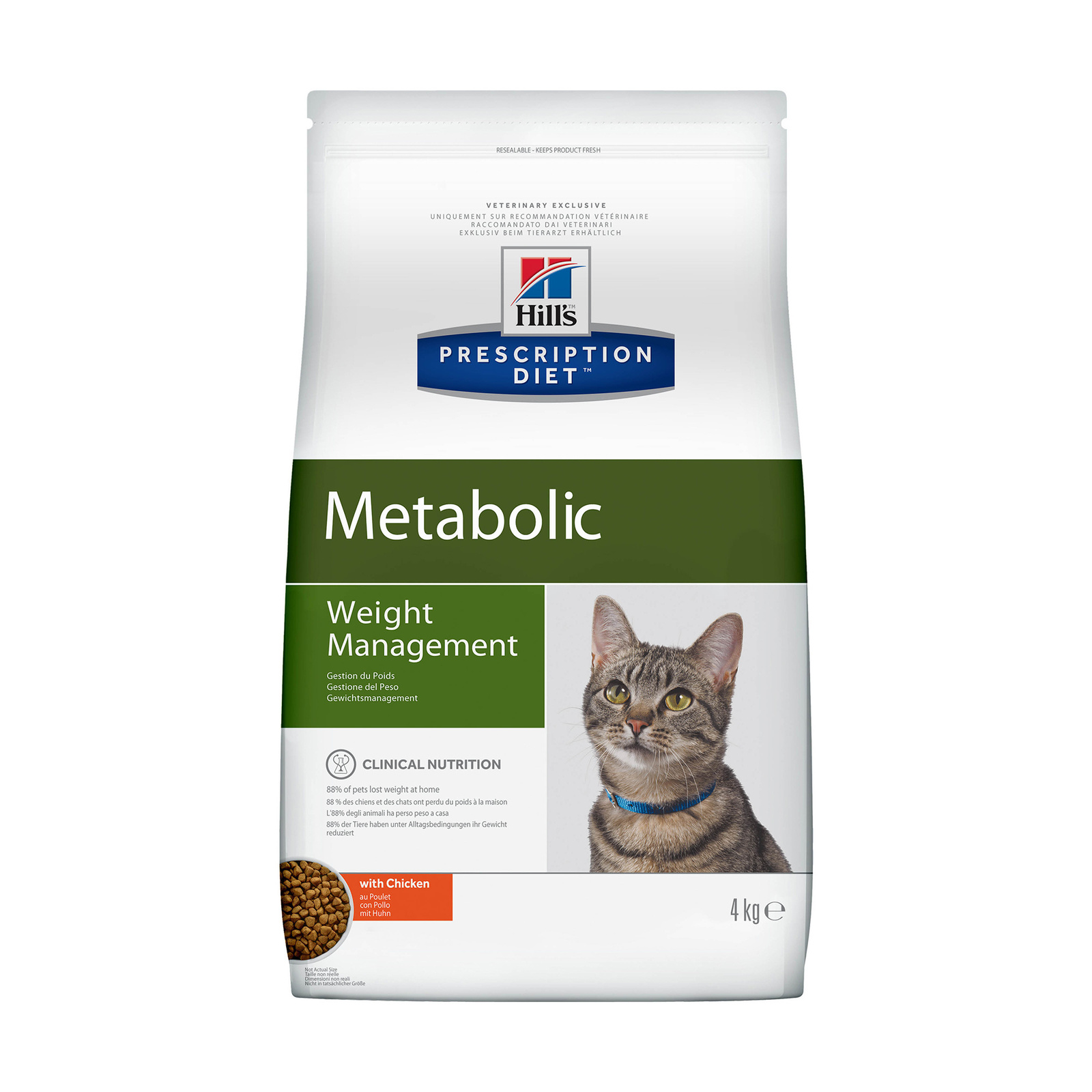 Корм Hill's Prescription Diet metabolic сухой диетический для кошек, способствует снижению и контролю веса, с курицей (4 кг)