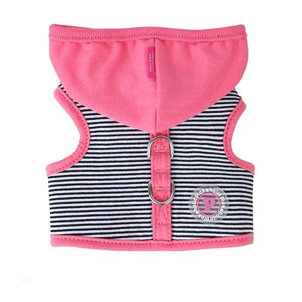 Pinkaholic Pinkaholic жилет-шлейка в ч/б полоску, с розовым капюшоном (L)