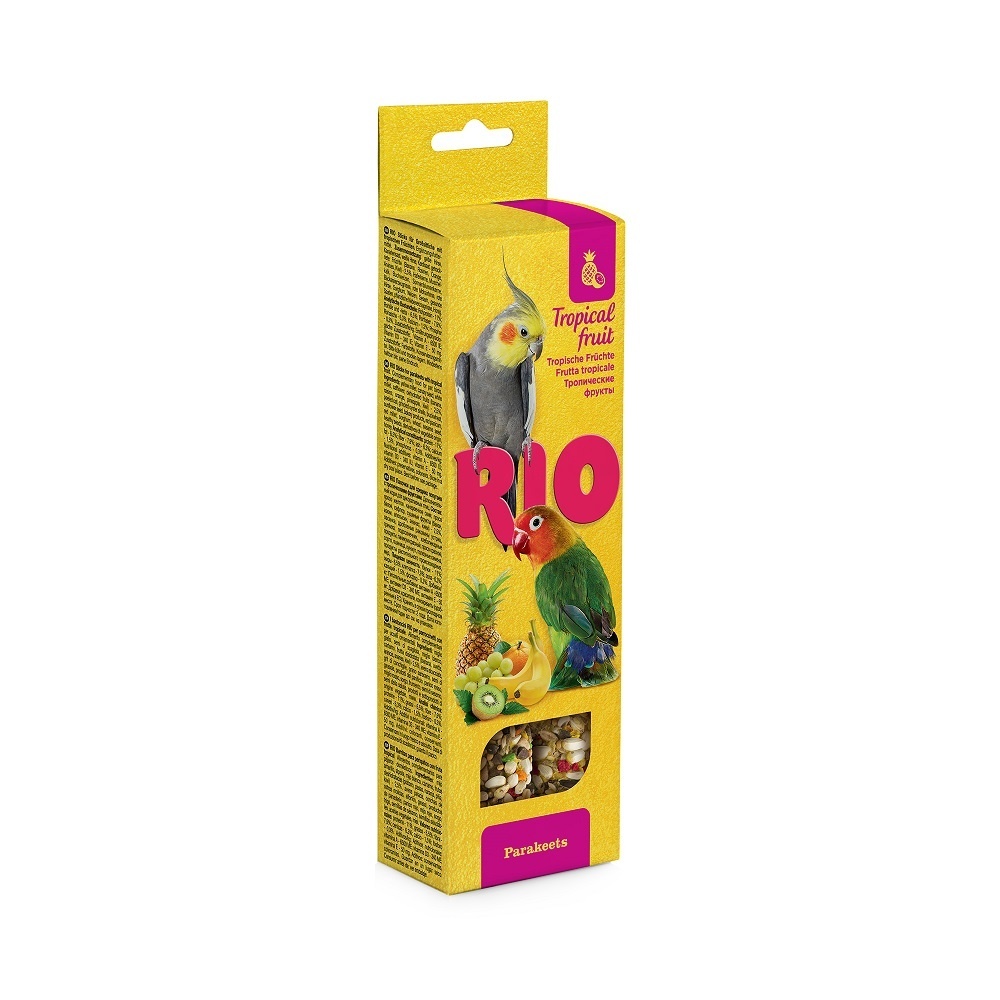 Рио Рио палочки для средних попугаев с тропическими фруктами, 2х75 г (150 г) рио рио палочки для попугаев с медом и орехами 2х90 г 180 г