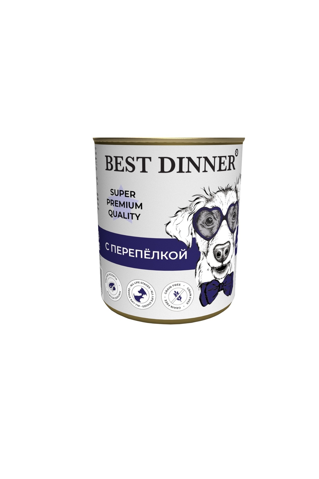 Best Dinner Best Dinner консервы для собак Super Premium С перепелкой (340 г) best dinner best dinner консервы конина паштет для собак с чувствительным пищеварением 340 г