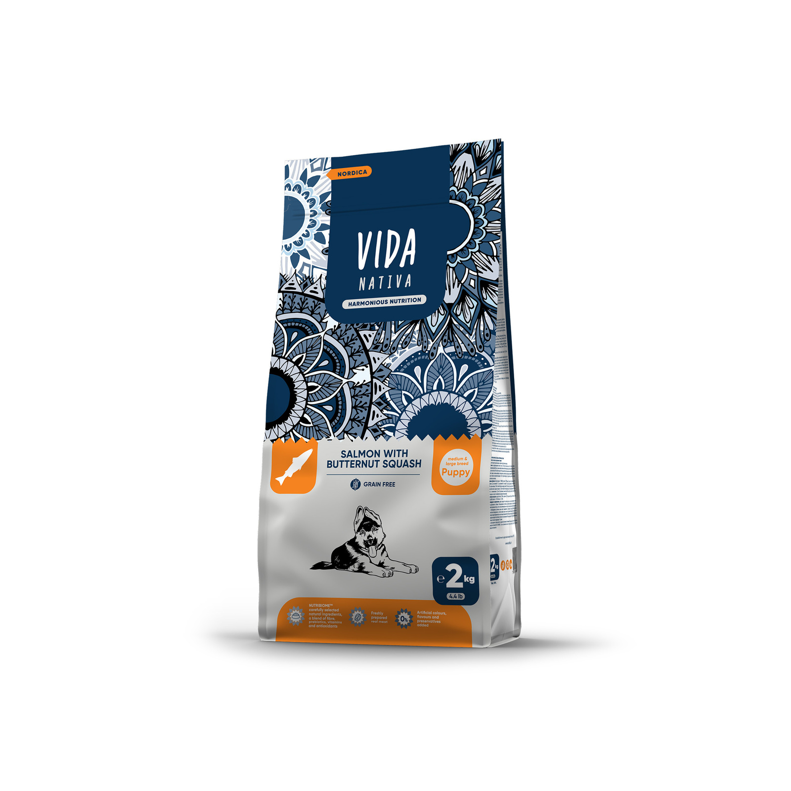 VIDA Nativa корм для щенков средних и крупных пород с лососем и тыквой (2 кг)