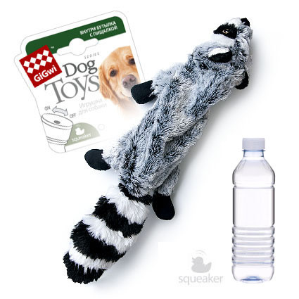 GiGwi GiGwi шкурка енота, игрушка с пищалкой для пластиковой бутылки, 35 см (140 г) gigwi игрушка шкурка енотас бутылкой пищалкой ткань пластик 0 14 кг 41400
