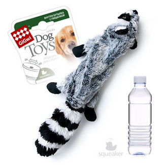Шкурка енота, игрушка с пищалкой для пластиковой бутылки, 35 см