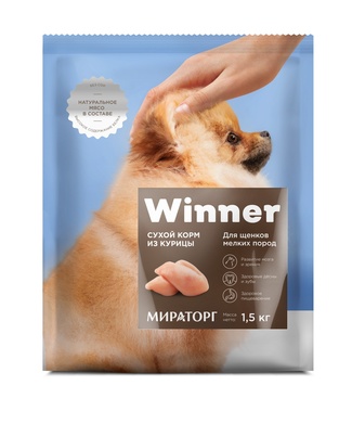 для щенков малых пород, полнорационный с курицей Winner для щенков малых пород, полнорационный с курицей Winner