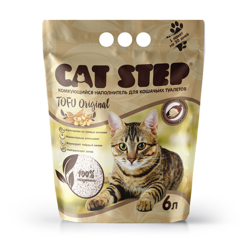 цена Cat Step Cat Step комкующийся растительный наполнитель Оригинальный (5,62 кг)