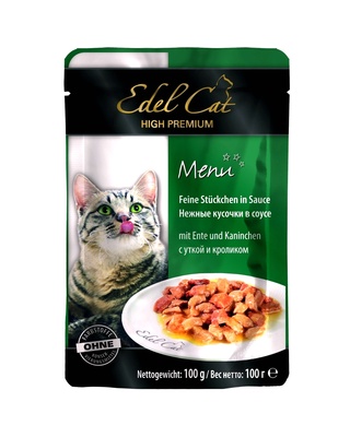 Паучи Кусочки в соусе с уткой и кроликом Edel Cat Паучи Кусочки в соусе с уткой и кроликом Edel Cat