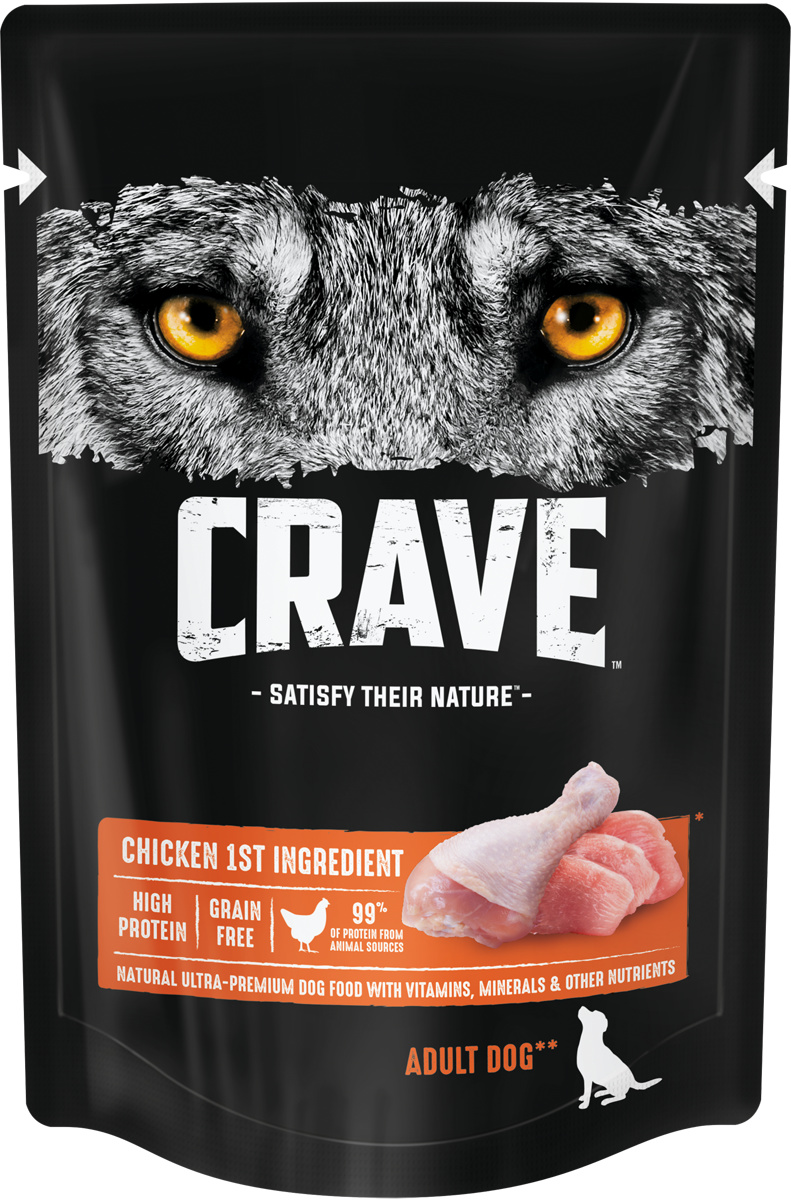 Crave полнорационный консервированный корм для взрослых собак всех пород, с курицей (85 г)