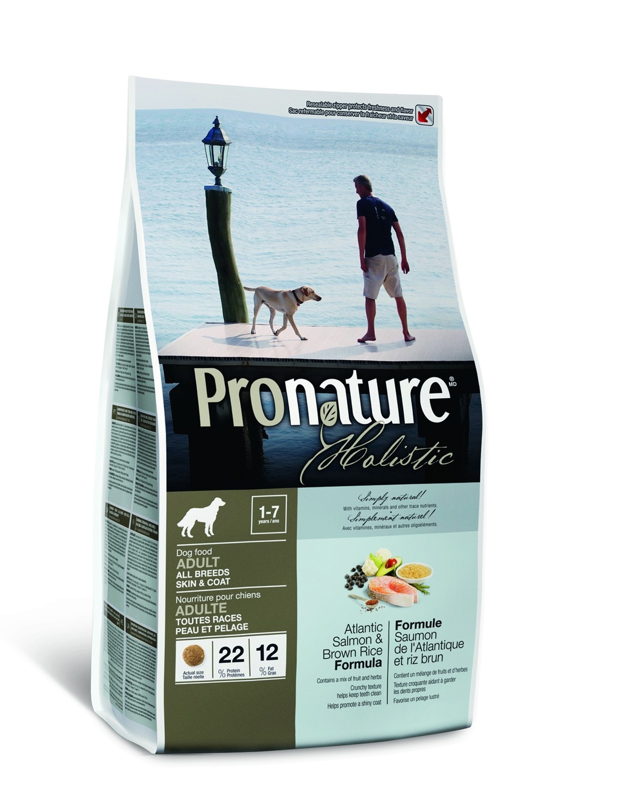Корм Pronature holistic для взрослых собак: Лосось и рис для здоровья кожи и шерсти (2,72 кг)