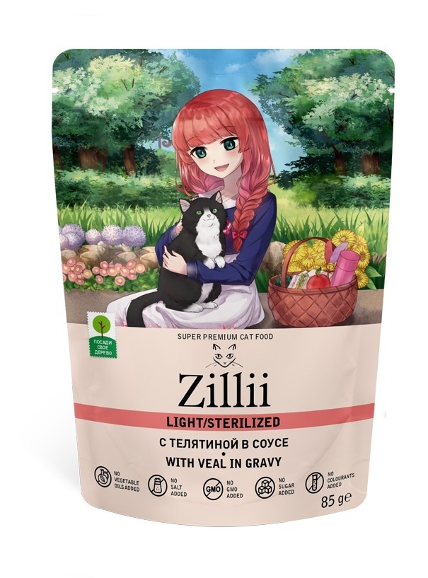 Zillii Zillii паучи для кошек с телятиной в соусе (85 г)