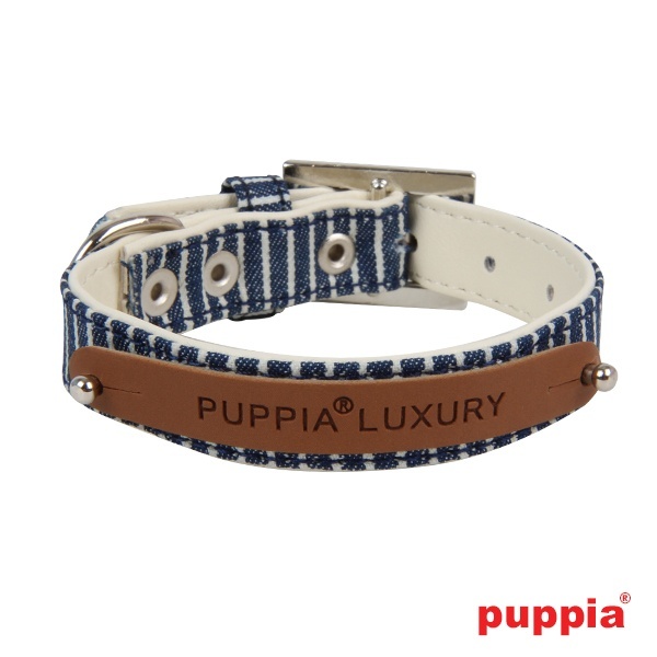 Puppia Puppia ошейник из искусственной кожи и текстиля в полоску, синий (100 г)