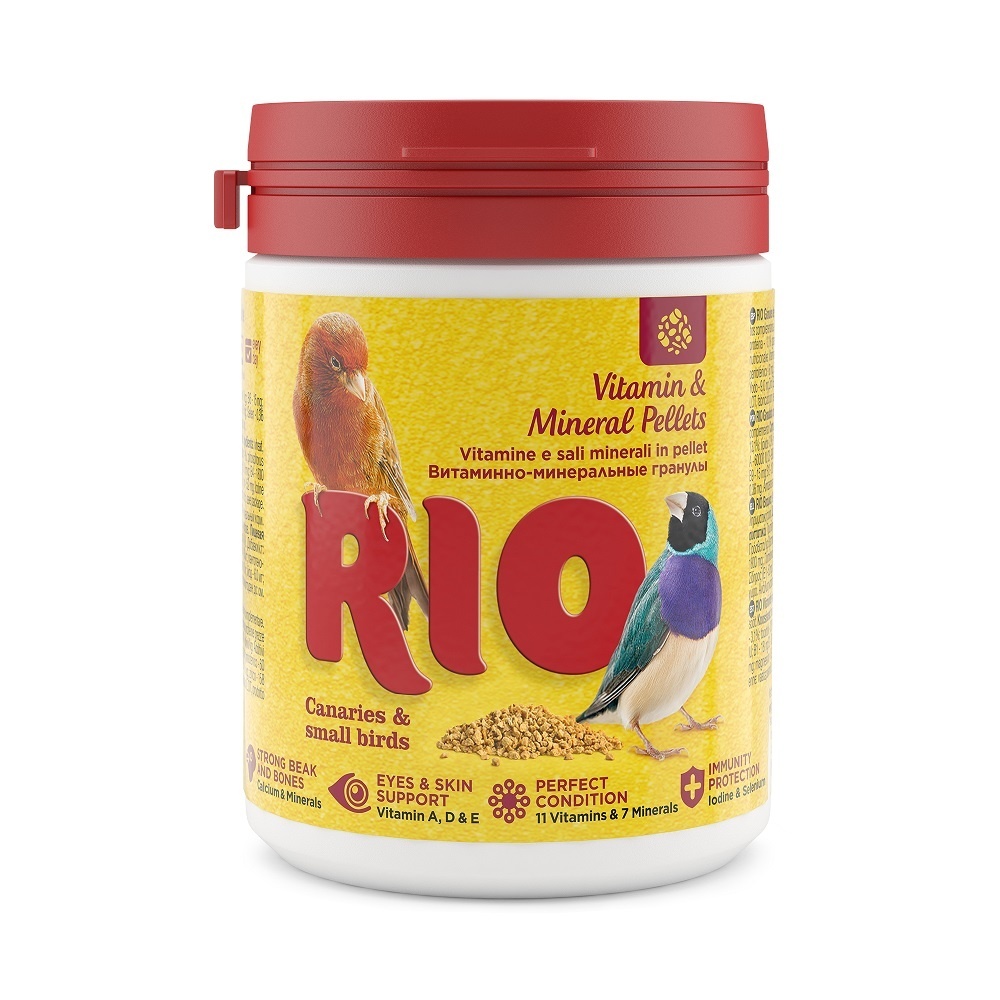 цена Рио Рио витаминно-минеральные гранулы для канареек, экзотов и других мелких птиц (120 г)