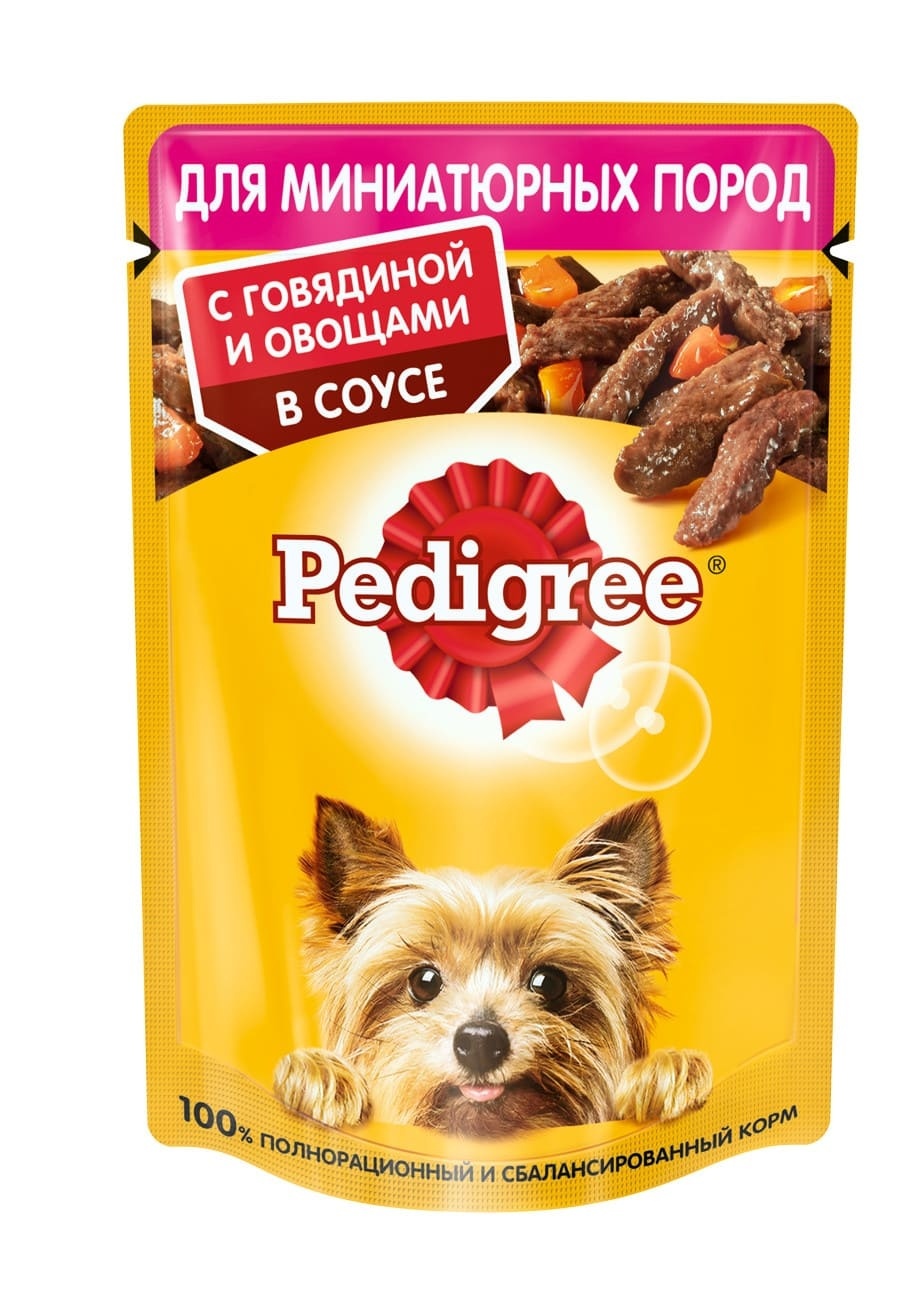 Pedigree влажный корм для собак миниатюрных пород, с говядиной и овощами в соусе (85 г)