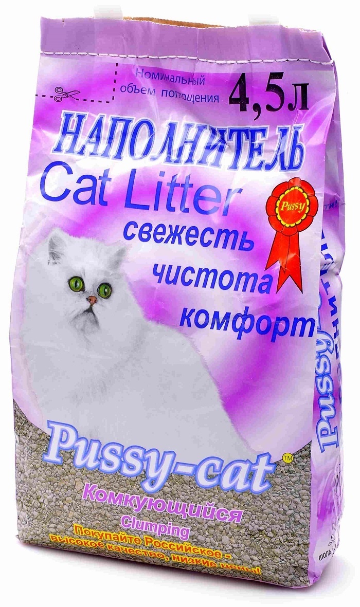 Pussy-Cat Pussy-Cat комкующийся наполнитель, 4,5л (2,8 кг) сисикэт древесный наполнитель для кошачьих туалетов 3 кг