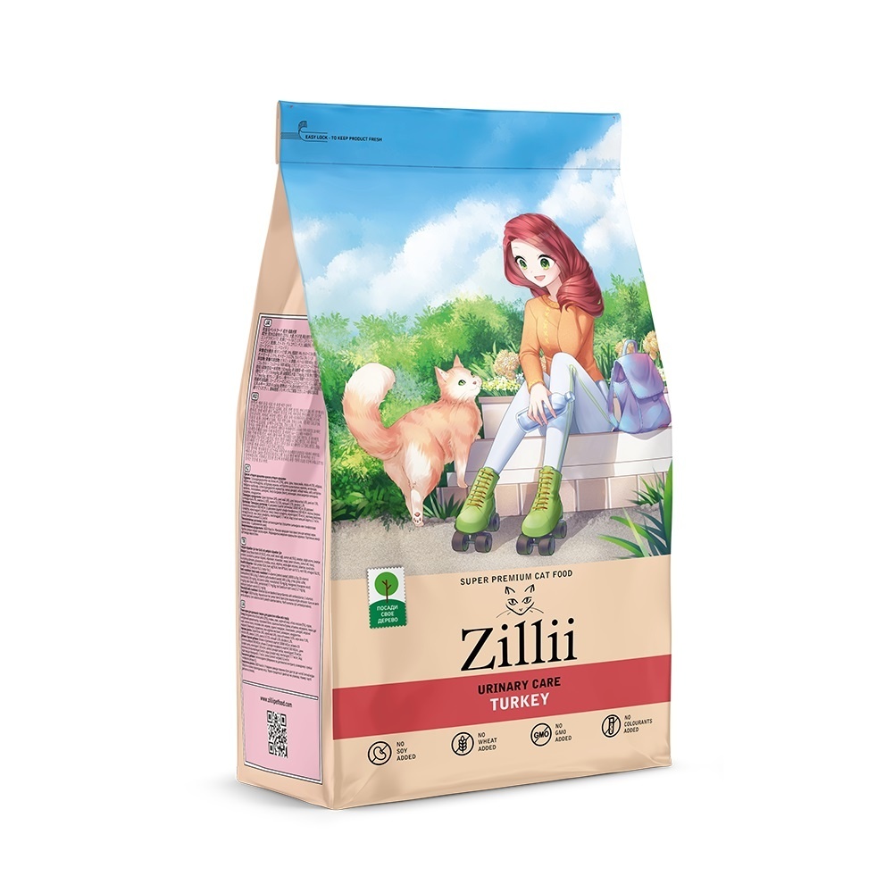 Zillii сухой корм для взрослых кошек, РН контроль, с индейкой (400 г)