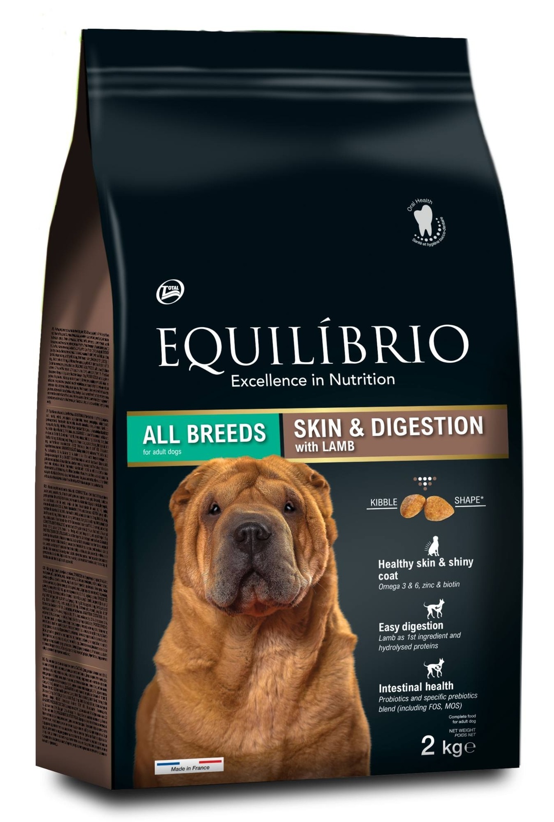 Equilibrio Корм Equilibrio сухой корм для взрослых собак с ягненком для здоровой кожи и чувствительного пищеварения (2 кг)